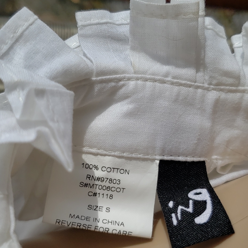 Cotton Racerback Ruffle White Shirt Size Small - Picture 6 of 6